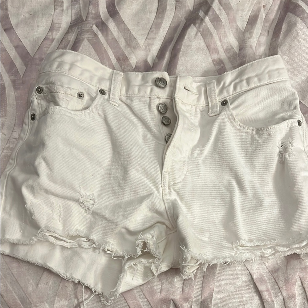 Free people we the free White Distressed Denim Shorts